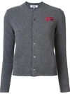 Comme Des Garçons Play Double Heart Logo Cardigan - Grey