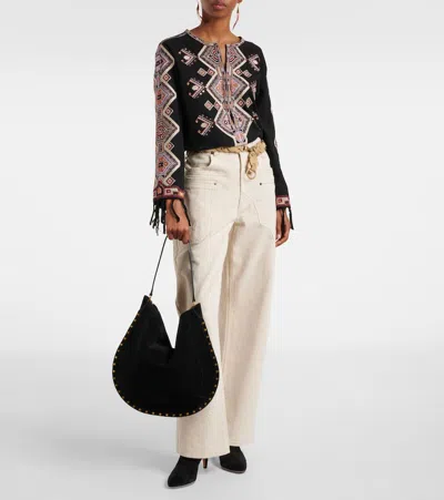 Isabel Marant Black Midnight Oskan Soft Zip Shoulder Bag In Black