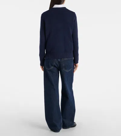 Polo Ralph Lauren Polo Bear Intarsia Cotton And Linen Sweater In Blue
