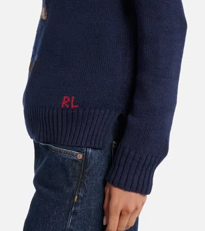 Polo Ralph Lauren Polo Bear Intarsia Cotton And Linen Sweater In Blue