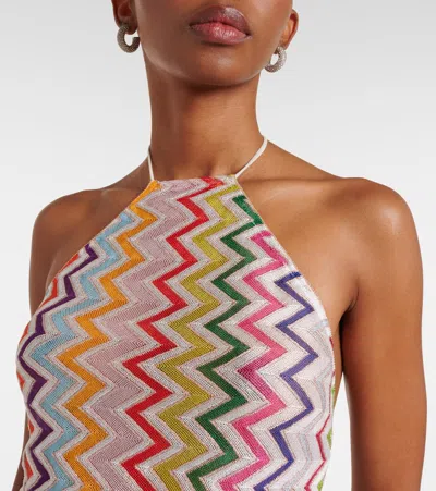 Missoni Zigzag Knitted Open-back Halterneck Top In Multi