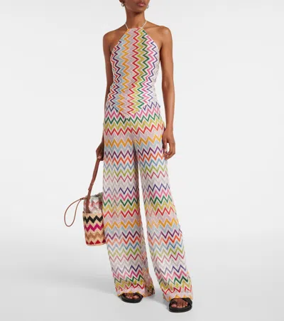 Missoni Zigzag Knitted Open-back Halterneck Top In Multi