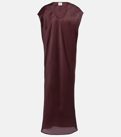 Khaite Darby Silk-organza Midi Dress In Burgundy
