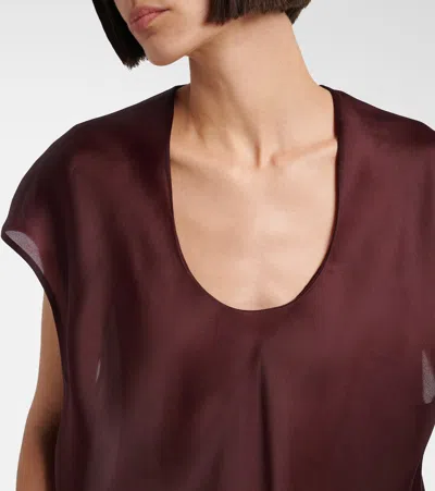 Khaite Darby Silk-organza Midi Dress In Burgundy