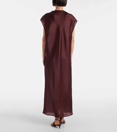 Khaite Darby Silk-organza Midi Dress In Burgundy