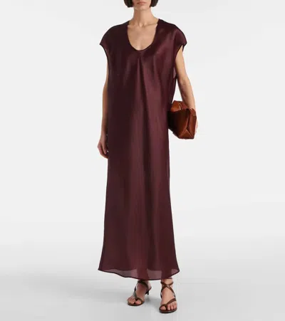 Khaite Darby Silk-organza Midi Dress In Burgundy