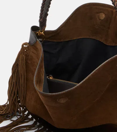 Isabel Marant Oskan Hobo Soft Shoulder Bag In Brown Suede