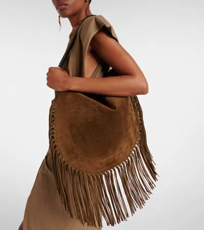 Isabel Marant Oskan Hobo Soft Shoulder Bag In Brown Suede