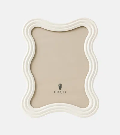 L'objet Ripple Enamel Photo Frame, 5" X 7" In White