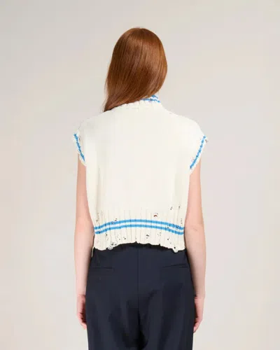 Marni Mending Logo Distressed Boxy Cotton Turtleneck Sweater