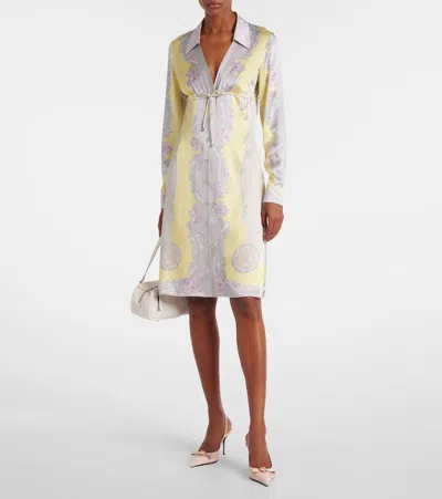 Versace Sheer Fabric Knee-length Long Sleeves Dress In Multi