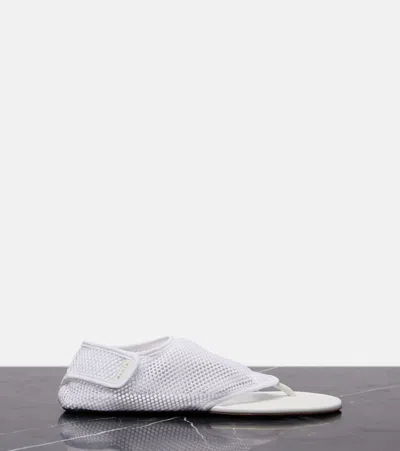 Alaïa Fishnet Thong Sandals In White