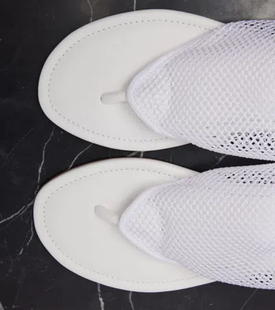 Alaïa Fishnet Thong Sandals In White