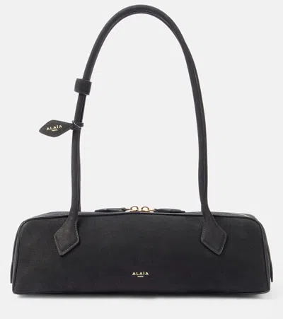 Alaïa Le Teckel Medium Nubuck Shoulder Bag In Black