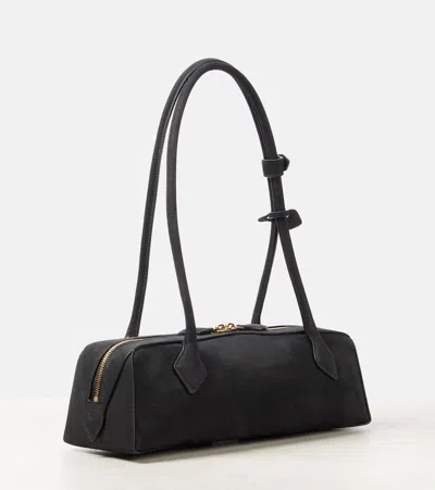 Alaïa Le Teckel Medium Nubuck Shoulder Bag In Black