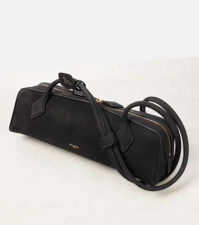 Alaïa Le Teckel Medium Nubuck Shoulder Bag In Black