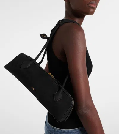 Alaïa Le Teckel Medium Nubuck Shoulder Bag In Black