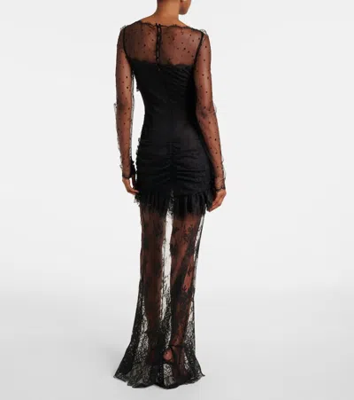 Alessandra Rich Sheer Cotton-blend Lace Gown In Blue