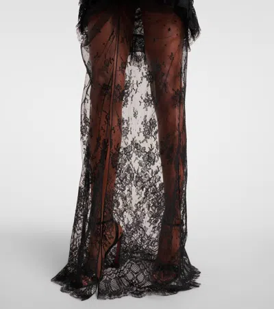 Alessandra Rich Sheer Cotton-blend Lace Gown In Blue