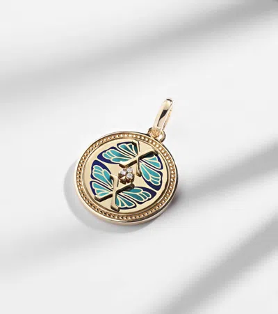 Foundrae Reverie Medium 18k Gold And Ceramic Pendant With Diamonds