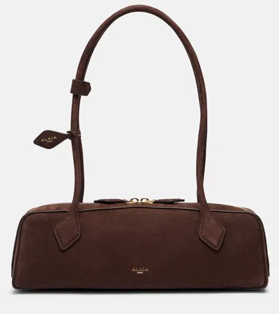 Alaïa Le Teckel Medium Suede Shoulder Bag In Brown