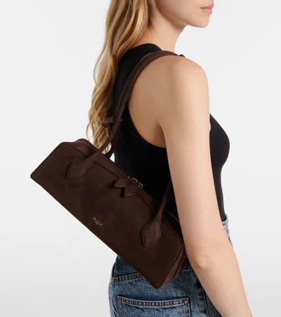 Alaïa Le Teckel Medium Suede Shoulder Bag In Brown