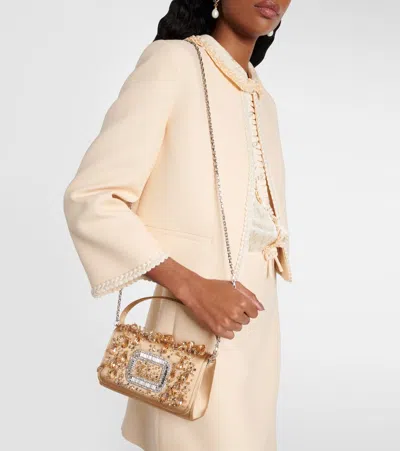 Roger Vivier Micro Pilgrim Chandelier Bag In Beige