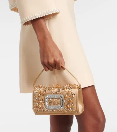 Roger Vivier Micro Pilgrim Chandelier Bag In Beige