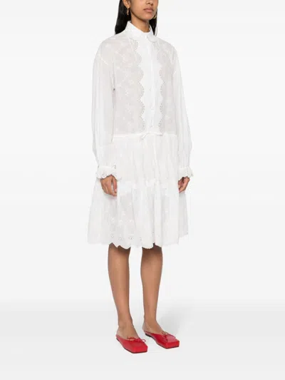 Ermanno Scervino Floral-embroidery Mini Dress In White