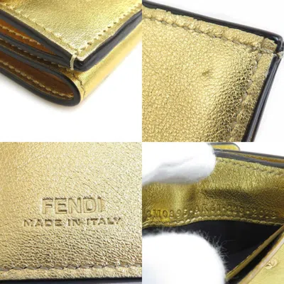 Pre-owned Fendi Gold Leather Wallet (tri-fold) ()