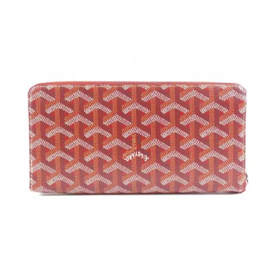 Pre-owned Goyard Red Color Coated Canvas Long Wallet (bi-fold) ()
