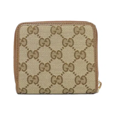 Pre-owned Gucci Beige Brown Gg Canvas Wallet (bi-fold) ()