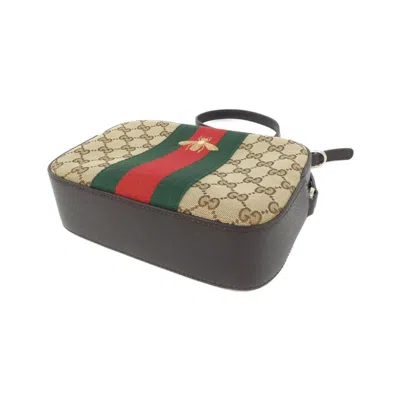 Pre-owned Gucci Beige Brown Gg Canvas Shoulder Bag ()
