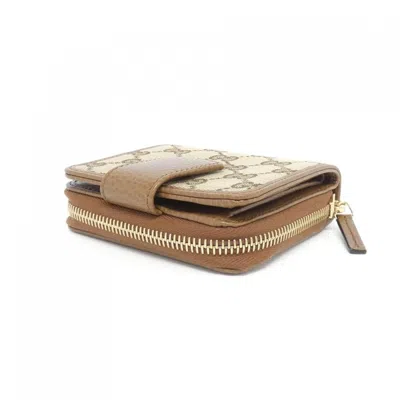 Pre-owned Gucci Beige Brown Gg Canvas Wallet (bi-fold) ()