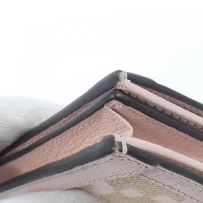 Pre-owned Gucci Beige Light Pink Canvas Leather Wallet (bi-fold) ()