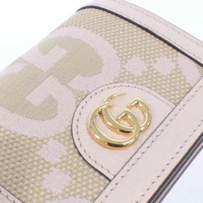 Pre-owned Gucci Beige Light Pink Canvas Leather Wallet (bi-fold) ()