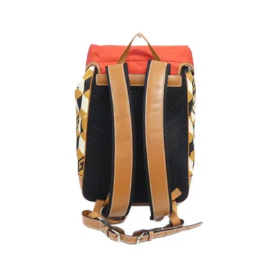 Pre-owned Gucci Beige Red Color Nylon Leather Backpack ()
