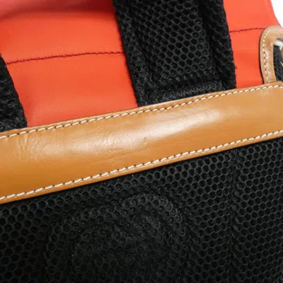 Pre-owned Gucci Beige Red Color Nylon Leather Backpack ()