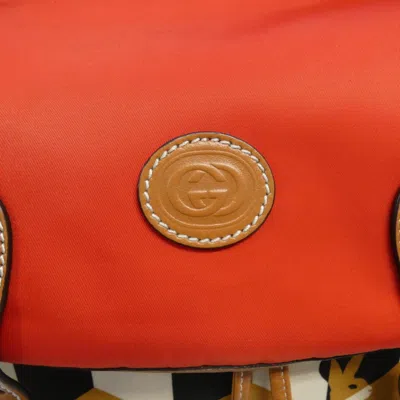 Pre-owned Gucci Beige Red Color Nylon Leather Backpack ()
