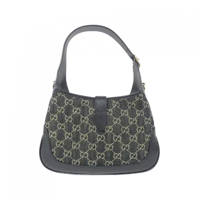 Pre-owned Gucci Black Ivory Denim Leather Shoulder Bag ()