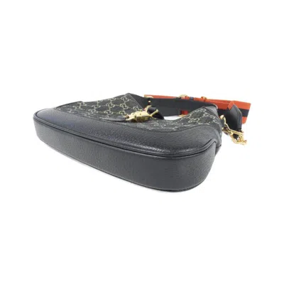 Pre-owned Gucci Black Ivory Denim Leather Shoulder Bag ()