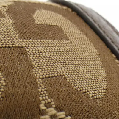 Pre-owned Gucci Brown Camel Canvas Leather Handbag Shoulder Bag ()