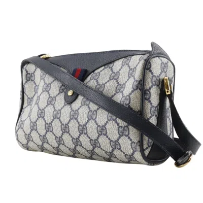 Pre-owned Gucci Gray Navy Gg Plus Shoulder Bag ()