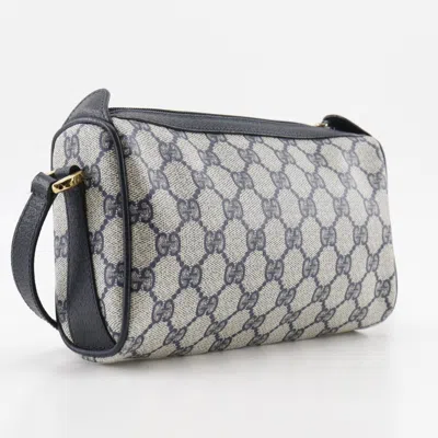 Pre-owned Gucci Gray Navy Gg Plus Shoulder Bag ()