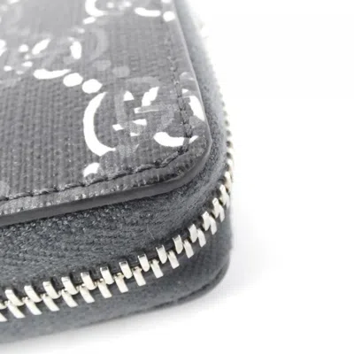 Pre-owned Gucci Gray White Coated Canvas Long Wallet (bi-fold) () In Multi