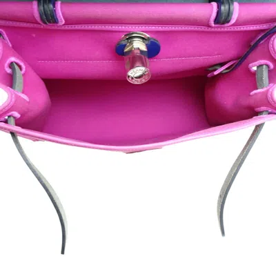 Pre-owned Hermes Bleu Saphir Navy Pink Toile Officier Shoulder Bag ()