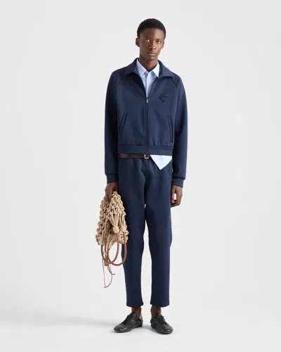 Prada Zippered Technical Fabric Jacket In Blue