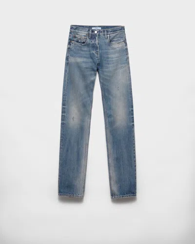 Prada Distressed Low-rise Straight Jeans In Blue