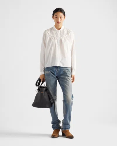 Prada Distressed Low-rise Straight Jeans In Blue