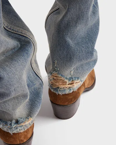 Prada Distressed Low-rise Straight Jeans In Blue